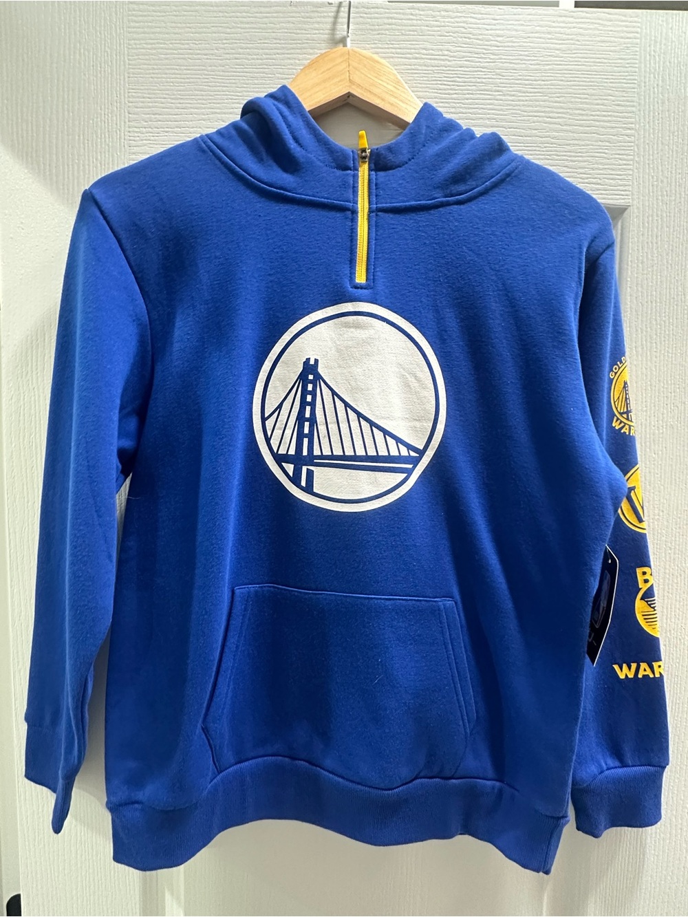 NBA Golden State Warriors Royal Blue Quarter-Zip Hoodie with Yellow Trim